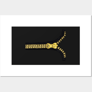 Black with gold zipper Posters and Art